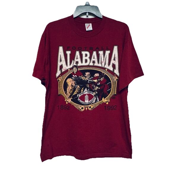 Vintage 1992 Alabama Crimson Tide Football Jerzees T Shirt Made in USA size L - Picture 1 of 4